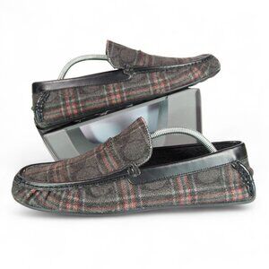 Coach Tartan Plaid Slip-on Hard Bottom Slippers Men's 10D Grey / Red